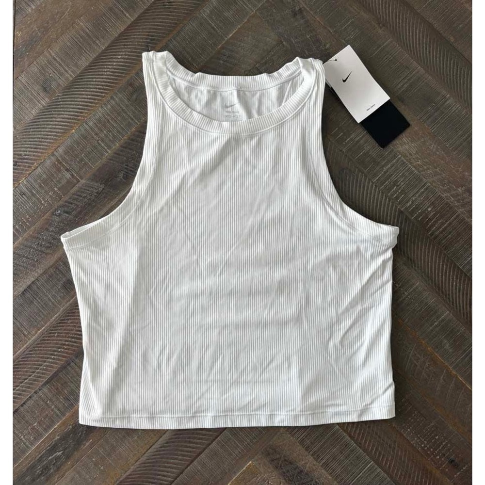 Nike Zenvy Dri-Fit Ribbed Tank Top White InfinaSoft HF2765-100 Womens L NWT